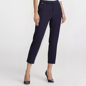 Lauren Ralph Lauren Stretch Ponte Straight Leg Crop Pants Sz:L Black Ankle Pants